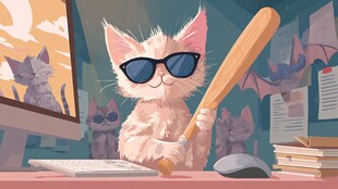 酷猫持棒办公超有型