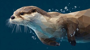 低多边形水獭水中游