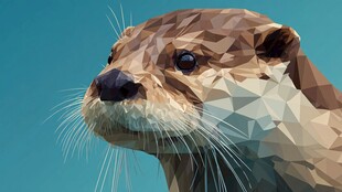 低多边形水獭头像插画