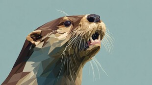 低多边形风格海獭头部特写