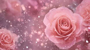 梦幻粉玫瑰与闪烁光斑