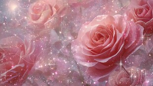 梦幻粉玫瑰 闪烁星光背景
