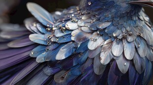 梦幻蓝羽 缀珠飞鸟细节美