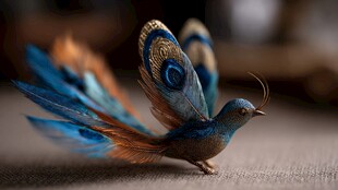 梦幻蓝羽精灵般的小鸟