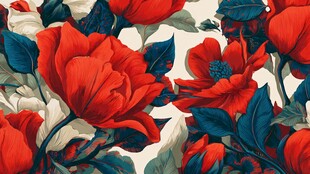 复古风红色花卉图案设计