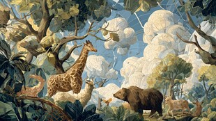 丛林中的野生动物聚会