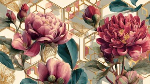 复古花卉几何图案壁纸