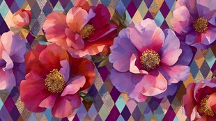 花卉几何图案背景装饰画