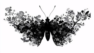 蝴蝶花卉剪影艺术图案