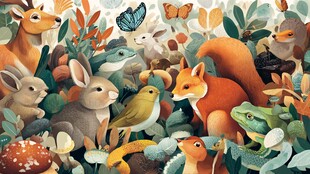 森林中的可爱动物大聚会