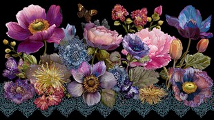 绚丽多彩花卉组合插画