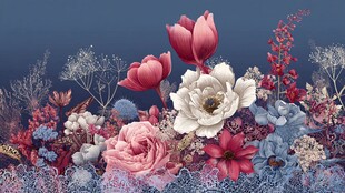 梦幻花卉组合插画