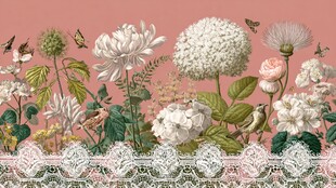 粉色背景花卉蕾丝图案