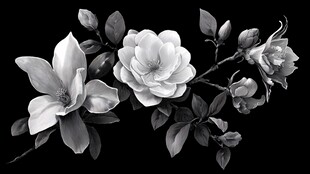 黑白花卉特写