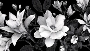 黑白花卉图案 优雅且精致