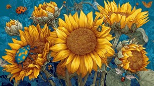 向日葵与瓢虫的梦幻画面