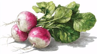 新鲜水萝卜插画