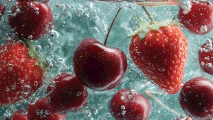 水中鲜果 草莓与樱桃的灵动