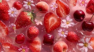 缤纷水果与小花的梦幻组合