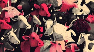 牛群插画 多彩梦幻动物集合