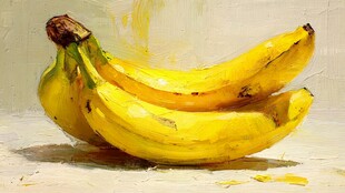 油画中的黄香蕉静物