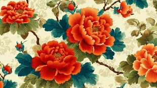 中式牡丹花卉图案背景