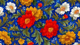 绚丽花卉图案的精美织物