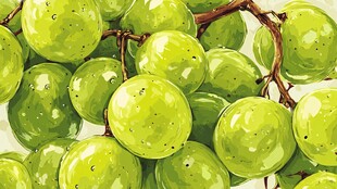 鲜绿葡萄串 水彩绘就之美