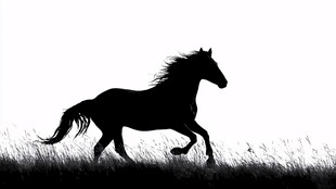 奔跑的骏马剪影