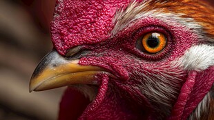 公鸡特写 鲜艳面容与锐目