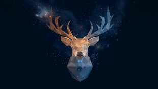 梦幻星空下的几何风格鹿头