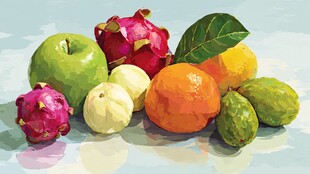 多彩水果静物画