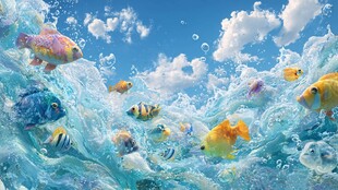 梦幻海洋中的缤纷鱼儿