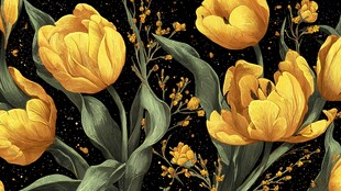 黄色郁金香花卉图案背景