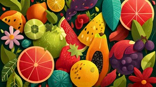 缤纷多彩水果插画盛宴