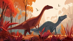 森林中的双恐龙漫步