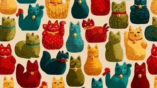多彩猫咪图案 萌趣又可爱