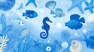 梦幻蓝色海底世界插画