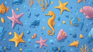 海底缤纷生物插画