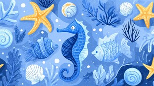 蓝色海洋世界的可爱生物