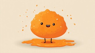 微笑的橙色卡通融化小物