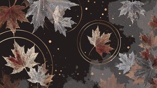 秋枫叶影 梦幻黑金背景