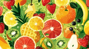 缤纷多彩的新鲜水果集合