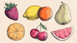 手绘缤纷水果集合