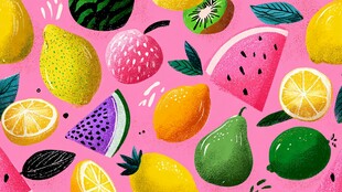 缤纷水果插画 色彩超亮眼