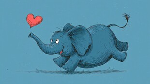 小象快乐举心萌趣插画