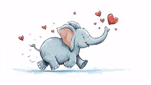 可爱小象喷爱心