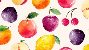 水彩绘多彩水果图案