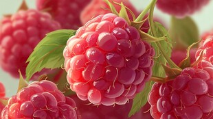 饱满多汁的新鲜树莓