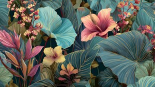 梦幻多彩热带花卉植物图